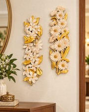 Vtg 1974 HOMCO Floral Wall Plaques Dogwood Daisy A-7322 D-7324 Hollywood Regency picture