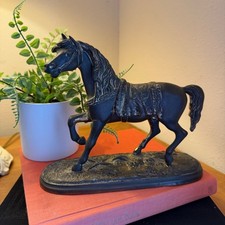 Vtg Cast Metal Horse Clock Topper Mantel Clock Pediment Equestrian Statue 8.5