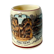 YORK MAINE ME BEER STEIN GERMANY POTTERY ANTIQUE SOUVENIR CUP picture