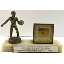 Vintage 1956 Military Volleyball Trophy Clock | Army 7th Troops Germany | Rare picture
