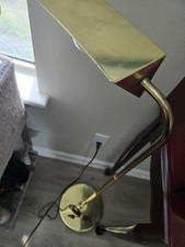 Vtg Mid Century Brass Adjustable Floor Lamp Pharmacy Reading Task Light MCM picture