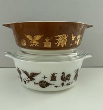 Vintage Pyrex Early American Cinderella Casserole Set #471 #472 With Lid Lot picture