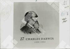 1882 Portrait of Charles Darwin with identification number and lifespan picture