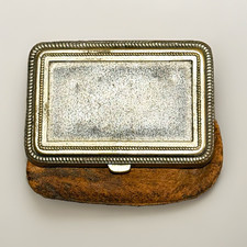 Antique Victorian Leather Coin Purse Compact Mirror Metal Frame German Silver E picture