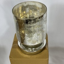 New West Elm Mercury Glass Pedestal Hurricane Small Silver Candleholder/Vase 7