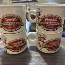 Vintage 1994 Campbell's Soup Kids Red/White Ceramic Advertising Mugs Set of 4 picture