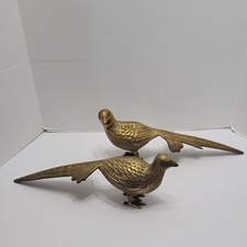 Vintage Mid Century Modern Brass Detailed Pair Of Pheasants MCM picture