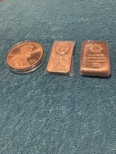 20 OUNCES .999 Fine Copper Bullion Mixed Lot w/ 10 oz & two 5 oz Pieces picture