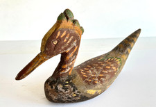 ANTIQUE  DUCK BIRD DECOY 19/20th C - WOOD - FOLK ART - ORIGINAL PAINT - FRANCE picture