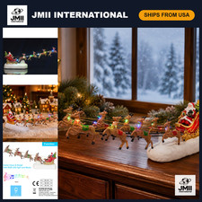Christmas Santa Sleigh with 8 Reindeer Figurines - Holiday Decor for Home & Gard picture