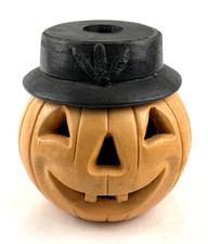 Vintage Comanche Pottery Halloween Jack O Lantern with Hat 7