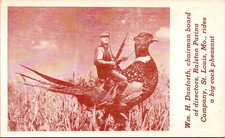 Wm H Danforth Ralston Purina Chairman Rides Pheasant Comic Advertising Postcard picture