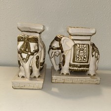 Lot Of 2 Vintage Asian Wen Hing Ceramic Elephant Figurine picture