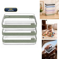 CooiiJoii 3PCS Large Clear Hard Shell Zippered Case Organizer Pouches - Green picture
