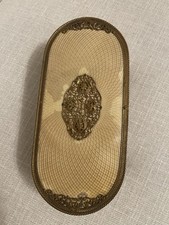 ANTIQUE GOLD ORMOLU FILIGREE METAL CASKET JEWELRY BOX picture