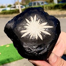 418G Natural Chrysanthemum Stone Crystal Carving Halo Treatment Gift picture