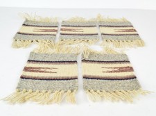VTG Southwestern Native American Style Woven Wool Mini Rug Coasters Set Of 5 picture