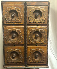 Antique Carved Oak Singer Treadle Sewing Machine Drawers Cabinet Storage picture