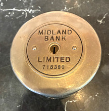 ANTIQUE MIDLAND BANK LIMITED CIRCULAR STEEL BANK Made In England 4