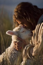 Jesus Good Shepherd 4x6 Photo Print Lost Sheep Christian Art Glossy 29 picture