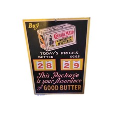 Vintage Country Maid Butter Egg Price Sign DeGraff Creamery Ohio Country Store picture
