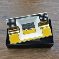 Cigar Ashtray Cigar Gadgets Ceramic Cigar Holder Rectangle Ash 2 Slot outdoor picture