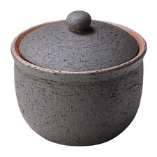 Hechimon Shigaraki Ware Salt Pot, Large, Black, Ceramic Canister, Salt Storage _ picture