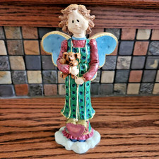 Vintage Russ Berrie Heavensent Angel Figurine 13826 Quilted Folk Art Dog Bear picture