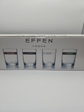🍸EFFEN VODKA Double old-fashioned Glass Gift Set. Logo Lettering Glass SET OF 4 picture
