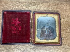 Antique Photo Tin Type Daguerreotype or Ambrotype of Young Lady in leather case picture