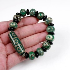 Energy Tibetan Old Agate Heaven&Earth Symbols Totem dZi Bead Bracelet Amulet AAA picture