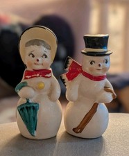 Vintage Norcrest Snowman Salt Pepper Shakers MCM Japan 50s picture