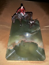 Austrian Cold Painted Bronze Fox Hunting Group with Green Onyx Base. picture