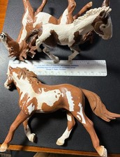 Schleich Pinto Stallion Horse Figurine Brown White Lot of 3 picture