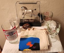 Budweiser 150th Anniversary Lot Bud Light Silver Clydesdale LightUp Sign Glasses picture