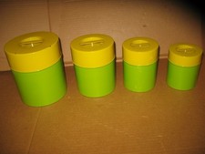 Vintage Counterpoint Tin Canister Set of 4 With Lids Yellow & Green 70's MCM picture