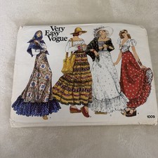 Vintage Original Vogue Sewing Pattern 1009 Womens Peasant Skirt Shawl New UNCUT picture