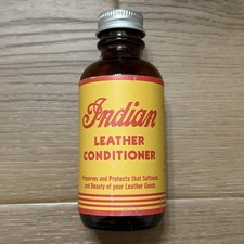 ⁠Vintage Indian Motorcycle Leather Conditioner Bottle Amber Glass Advertising picture