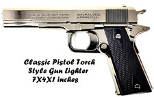 COLT 1911 Style Pistol Shaped Jet Torch Flame Gun Lighter Refillable Butane Gas picture