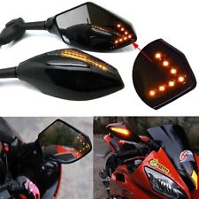 Motorcycle Led Turn Signal Rear View Mirrors With Arrow For Honda Suzuki Racing  picture