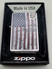 Americana Distressed American Flag 2021 Chrome Zippo Lighter New B77 picture