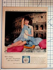 Elsa Martinelli Pond's Cold Cream Vintage 1960s Magazine Ad Rome Colosseum Cat picture