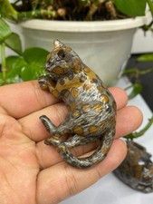 3pc Natural Moneystone Quartz hand Carved Cat skull Crystal reiki healing Random picture