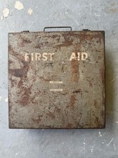 Vintage Davis Metal First Aid Kit Box w/ Original Contents Industrial Medical picture