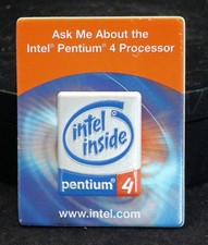 2001 Intel Inside Pentium 4 Promotional Pin Badge NOS Original Card Vintage Comp picture