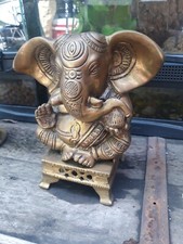 Vintage Hindu Lord Ganesh Elephant Figurine Solid Brass  picture