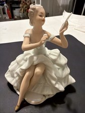Wallendorf German Porcelain Seated Ballerina Figurine Mirror 1396 East Germany picture