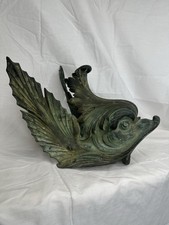 Antique Bronze Fish Downspout Boot Gargoyle Gutter Architectural Salvage picture