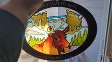 Canadian Mist Moosehead Stained Glass Mirror Sign Vintage Canada  picture
