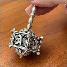 3D Hexagon Filigree Art Jewish Yemenite Dreidel with Hebrew Letter Hanukkah Gift picture